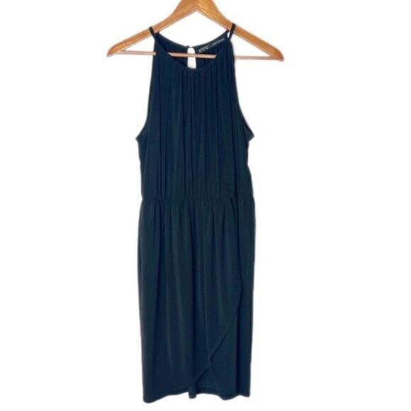 Zara Pleated Front Wrap Skirt Keyhole Back Halter Dress - Picture 1 of 5